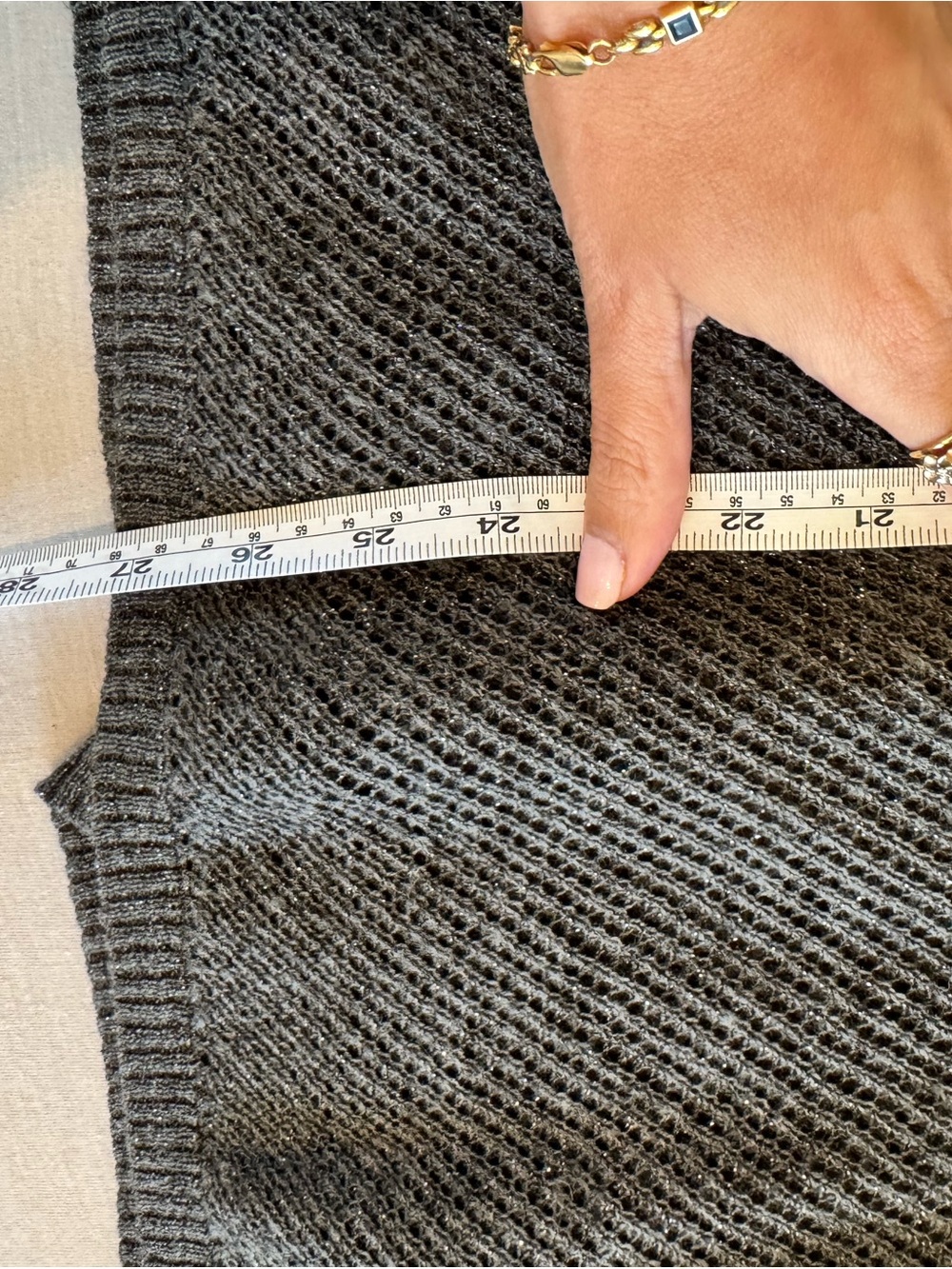 Eileen Fisher Gray/Metallic Knit Scoop Neck Tunic Merino Wool Blend - Picture 11 of 11